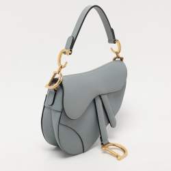 Pre Owned Dior Blue Leather Mini Saddle Bag