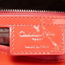 Pre Owned Dior Orange Cannage Patent Leather Large Lady Dior Tote
