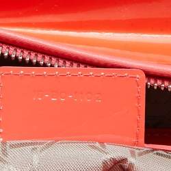 Pre Owned Dior Orange Cannage Patent Leather Large Lady Dior Tote