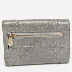 Pre Owned Dior Metallic Leather Diorama Trifold Compact Wallet