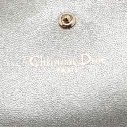 Pre Owned Dior Metallic Leather Diorama Trifold Compact Wallet