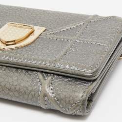 Pre Owned Dior Metallic Leather Diorama Trifold Compact Wallet