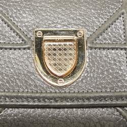 Pre Owned Dior Metallic Leather Diorama Trifold Compact Wallet