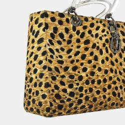 Pre Owned Christian Dior Yellow Cheetah Lady Dior Handbag