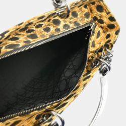 Pre Owned Christian Dior Yellow Cheetah Lady Dior Handbag