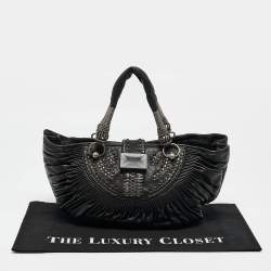 Pre Owned Dior Black Leather Plisse Tote