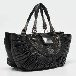 Pre Owned Dior Black Leather Plisse Tote