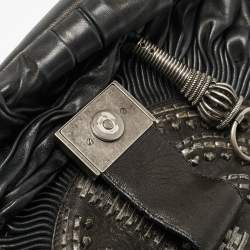 Pre Owned Dior Black Leather Plisse Tote