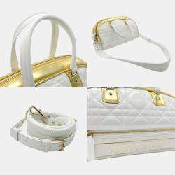 Christian Dior Leather Rubber White X Gold Vibe Medium Boston Bag