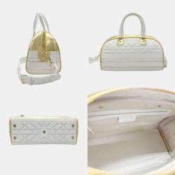 Christian Dior Leather Rubber White X Gold Vibe Medium Boston Bag