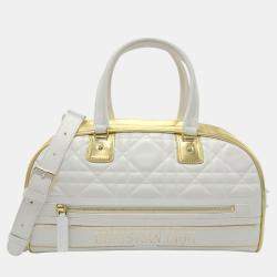 Christian Dior Leather Rubber White X Gold Vibe Medium Boston Bag