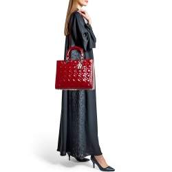 Pre Owned حقيبة ديور ليدي ديور جلد فوشيا كبيرة