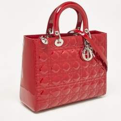 Pre Owned حقيبة ديور ليدي ديور جلد فوشيا كبيرة