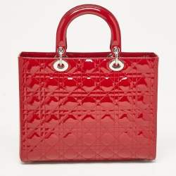 Pre Owned حقيبة ديور ليدي ديور جلد فوشيا كبيرة