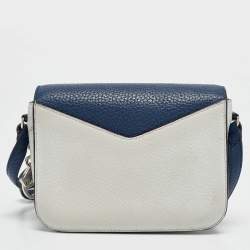 Dior Two Tone Blue Leather Diorissimo Promenade Envelope Pouch Crossbody Bag