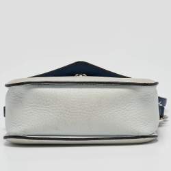 Dior Two Tone Blue Leather Diorissimo Promenade Envelope Pouch Crossbody Bag