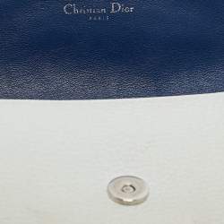 Dior Two Tone Blue Leather Diorissimo Promenade Envelope Pouch Crossbody Bag