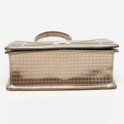 Pre Owned Dior Gold Microcannage Patent Leather Medium Diorama Flap Shoulder Bag