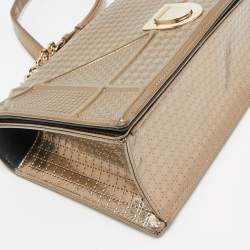 Pre Owned Dior Gold Microcannage Patent Leather Medium Diorama Flap Shoulder Bag