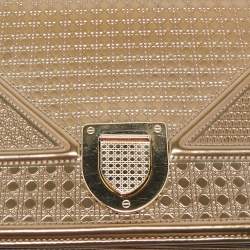 Pre Owned Dior Gold Microcannage Patent Leather Medium Diorama Flap Shoulder Bag