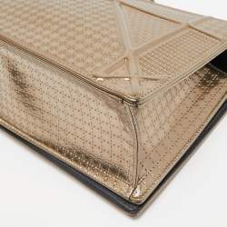 Pre Owned Dior Gold Microcannage Patent Leather Medium Diorama Flap Shoulder Bag