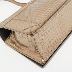 Pre Owned Dior Gold Microcannage Patent Leather Medium Diorama Flap Shoulder Bag