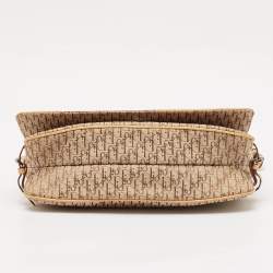 Pre Owned Dior Beige Oblique Canvas and Leather Zip Pocket Shoulder Bag