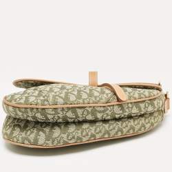 Pre Owned Dior Green/Tan Oblique Canvas Saddle Bag