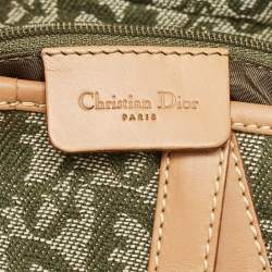 Pre Owned Dior Green/Tan Oblique Canvas Saddle Bag