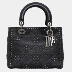 Pre Owned Christian Dior Medium Calfskin Cannage Studded Supple Lady Dior Bag