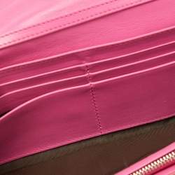 Pre Owned Dior Pink Cannage Patent Leather Lady Dior Wallet On Chain