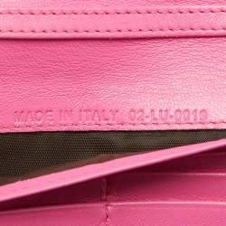 Pre Owned Dior Pink Cannage Patent Leather Lady Dior Wallet On Chain