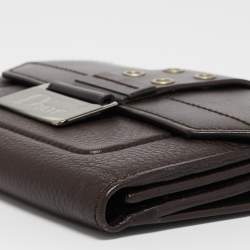 Pre Owned Dior Dark Brown Leather Street Chic Compact Wallet