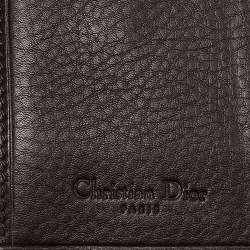 Pre Owned Dior Dark Brown Leather Street Chic Compact Wallet