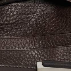 Pre Owned Dior Dark Brown Leather Street Chic Compact Wallet