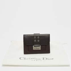 Pre Owned Dior Dark Brown Leather Street Chic Compact Wallet
