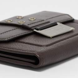 Pre Owned Dior Dark Brown Leather Street Chic Compact Wallet