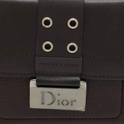 Pre Owned Dior Dark Brown Leather Street Chic Compact Wallet