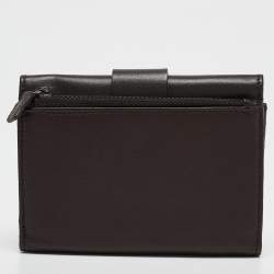 Pre Owned Dior Dark Brown Leather Street Chic Compact Wallet