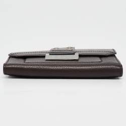 Pre Owned Dior Dark Brown Leather Street Chic Compact Wallet