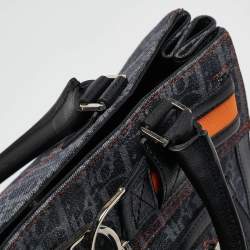 Pre Owned Dior Black Oblique Denim and Leather Flight Shopper Tote