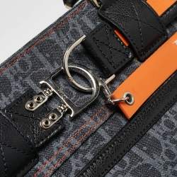 Pre Owned Dior Black Oblique Denim and Leather Flight Shopper Tote