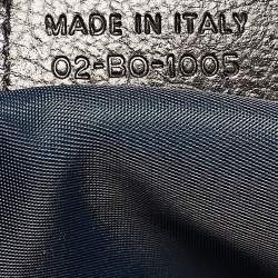 Pre Owned Dior Black Oblique Denim and Leather Flight Shopper Tote