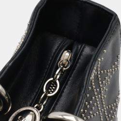 Dior Black  Studded Leather Lady Cannage Shoulder Bag