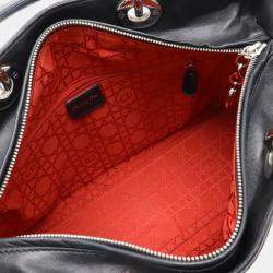 Dior Black  Studded Leather Lady Cannage Shoulder Bag