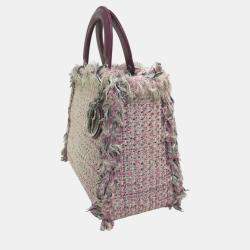 Pre Owned Dior Purple Tweed, Leather Ginza Limited Lady Dior Shoulder Bag