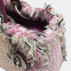 Pre Owned Dior Purple Tweed, Leather Ginza Limited Lady Dior Shoulder Bag