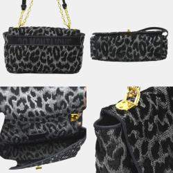 Pre Owned Dior Black/Grey Velvet and Canvas   Shoulder Bag