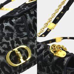 Pre Owned Dior Black/Grey Velvet and Canvas   Shoulder Bag