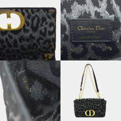 Pre Owned Dior Black/Grey Velvet and Canvas   Shoulder Bag
